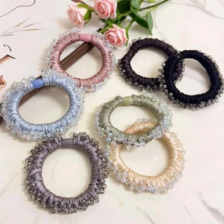 New high-end crystal hair bands from Korean style, high-elasticity hair ties, durable hair bands and hair ties that won't damage hair, hair ties and hair accessories New high-end crystal hair bands from Korean style, high-elasticity hair ties, durable hair bands and hair ties that won't damage hair, hair ties and hair accessories